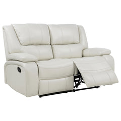 Camila White Upholstered Motion Reclining Loveseat - Ornate Home
