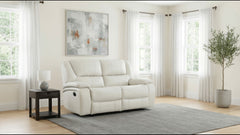 Camila White Upholstered Motion Reclining Loveseat - Ornate Home