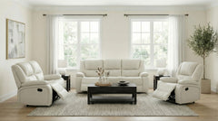 Camila White Upholstered Motion Reclining Loveseat - Ornate Home