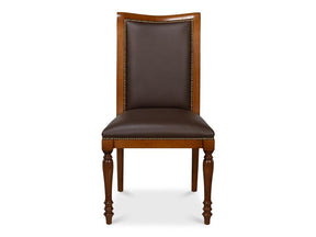 Camile Brown Leather Side Chair (Set of 2) - Ornate Home