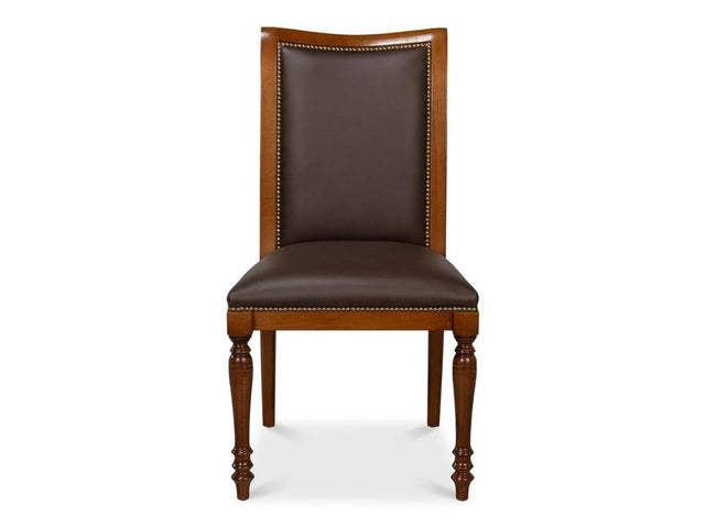 Camile Brown Leather Side Chair (Set of 2) - Ornate Home