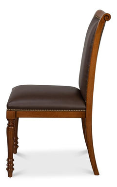 Camile Brown Leather Side Chair (Set of 2) - Ornate Home