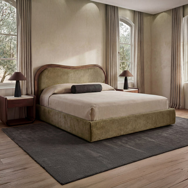 Camilla Green/Dark Brown King Bed - Ornate Home