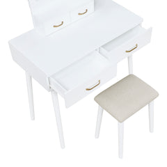 Camilla White Vanity Dresser w/Mirror and Stool - Ornate Home
