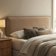 Camille Almond Upholstered Linen Blend Full Size Headboard - Ornate Home