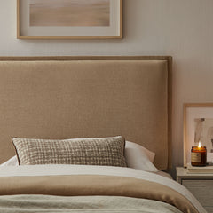 Camille Almond Upholstered Linen Blend Twin Size Headboard - Ornate Home