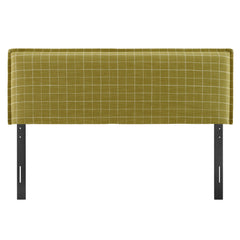 Camille Artichoke Windowpane Check Checkered Linen Blend King Size Headboard - Ornate Home