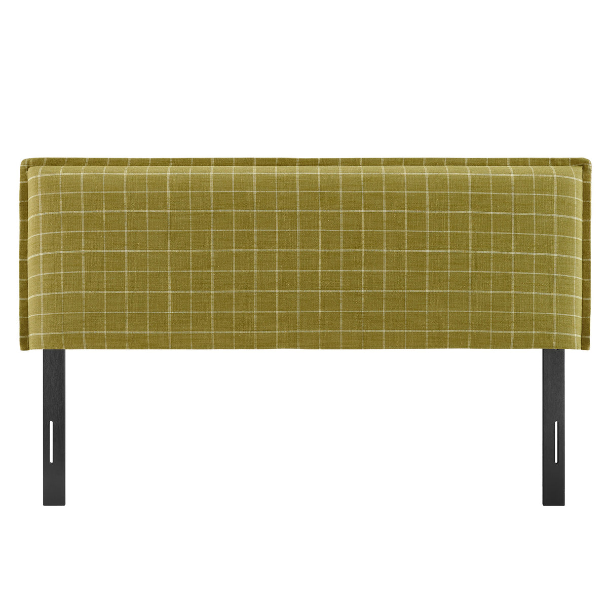 Camille Artichoke Windowpane Check Checkered Linen Blend King Size Headboard - Ornate Home