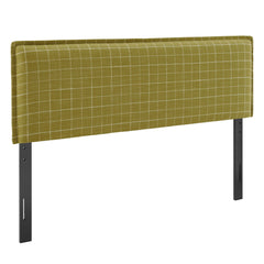 Camille Artichoke Windowpane Check Checkered Linen Blend Queen Size Headboard - Ornate Home