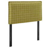 Camille Artichoke Windowpane Check Checkered Linen Blend Twin Size Headboard - Ornate Home