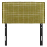 Camille Artichoke Windowpane Check Checkered Linen Blend Twin Size Headboard - Ornate Home