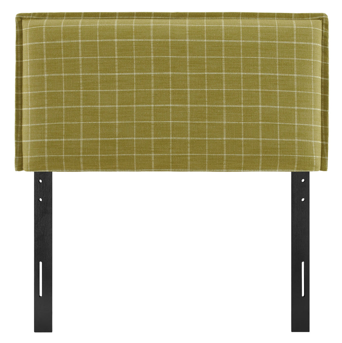 Camille Artichoke Windowpane Check Checkered Linen Blend Twin Size Headboard - Ornate Home