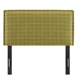 Camille Artichoke Windowpane Check Checkered Linen Blend Twin Size Headboard - Ornate Home