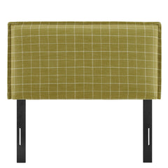 Camille Artichoke Windowpane Check Checkered Linen Blend Twin Size Headboard - Ornate Home
