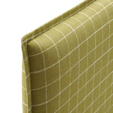 Camille Artichoke Windowpane Check Checkered Linen Blend Twin Size Headboard - Ornate Home