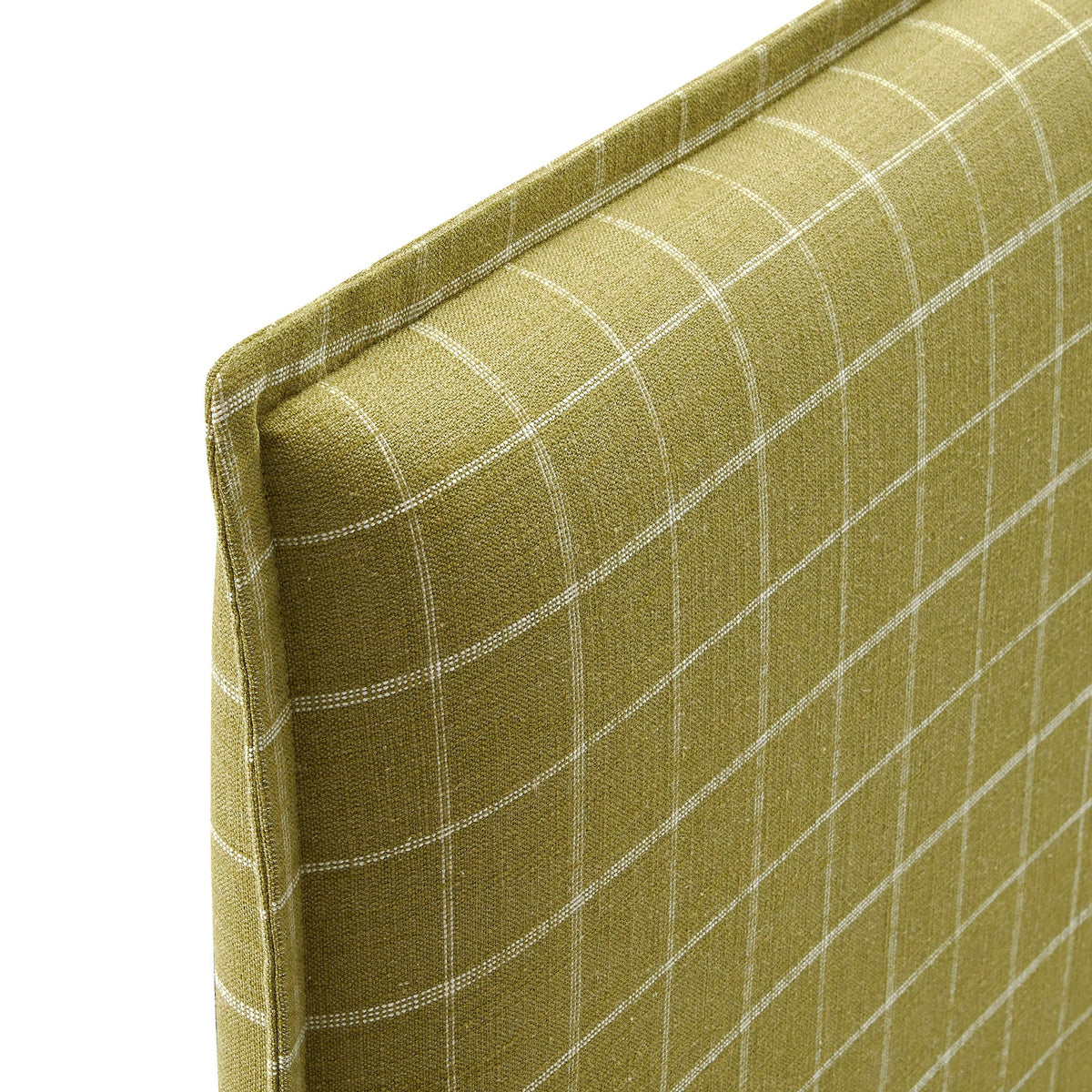 Camille Artichoke Windowpane Check Checkered Linen Blend Twin Size Headboard - Ornate Home