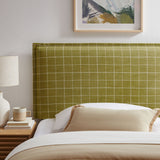Camille Artichoke Windowpane Check Checkered Linen Blend Twin Size Headboard - Ornate Home