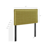 Camille Artichoke Windowpane Check Checkered Linen Blend Twin Size Headboard - Ornate Home
