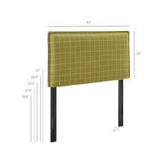 Camille Artichoke Windowpane Check Checkered Linen Blend Twin Size Headboard - Ornate Home