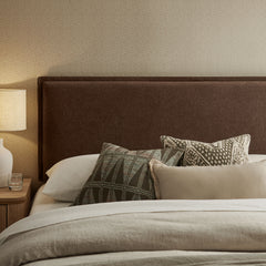 Camille Cocoa Upholstered Linen Blend King Size Headboard - Ornate Home