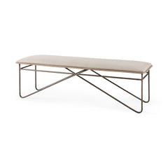 Camille Cream Fabric Seat with Metal Frame Bench