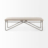 Camille Cream Fabric Seat with Metal Frame Bench