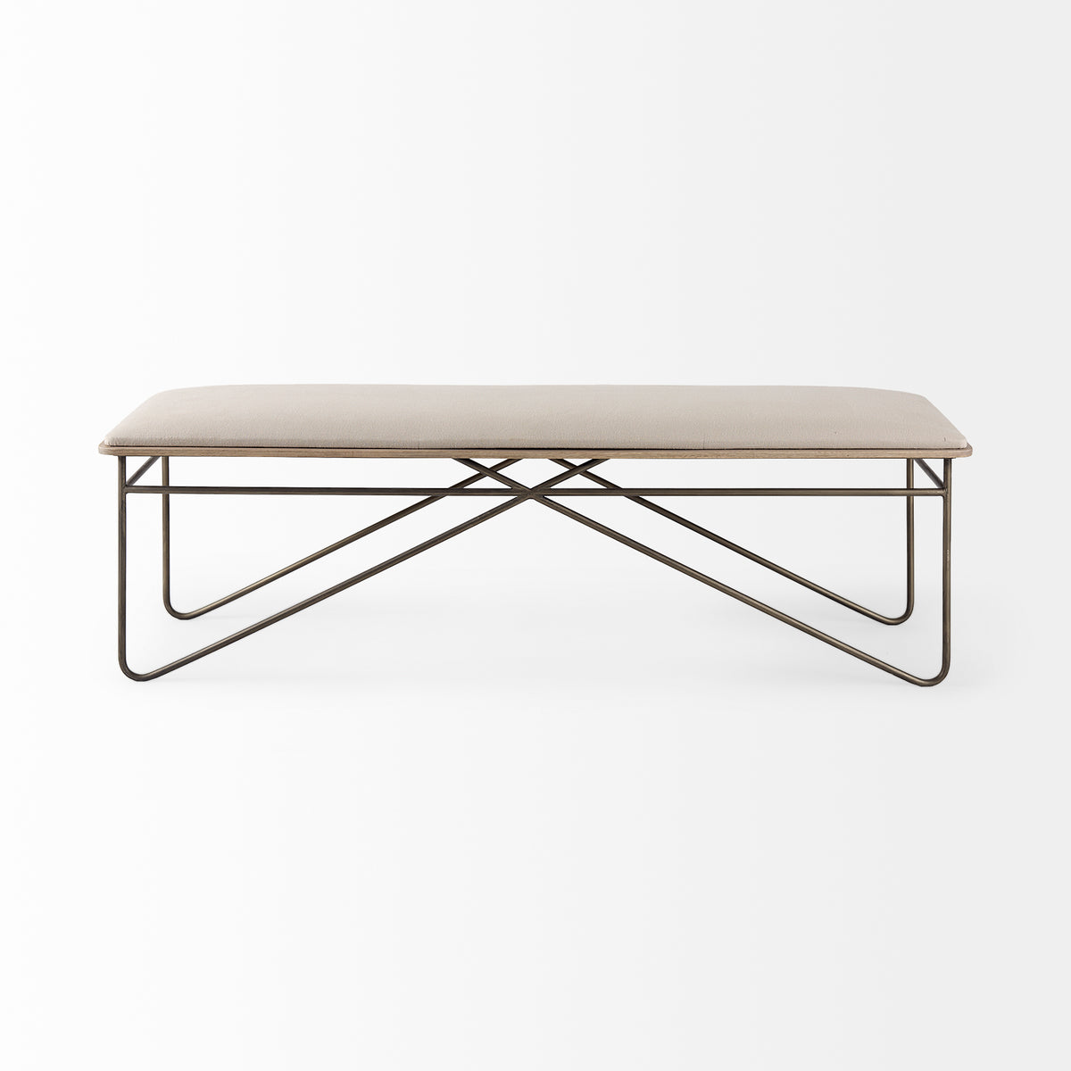 Camille Cream Fabric Seat with Metal Frame Bench