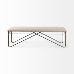 Camille Cream Fabric Seat with Metal Frame Bench