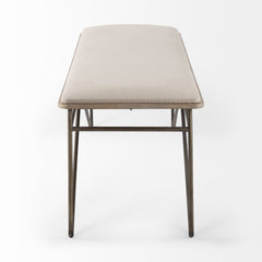 Camille Cream Fabric Seat with Metal Frame Bench