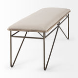 Camille Cream Fabric Seat with Metal Frame Bench