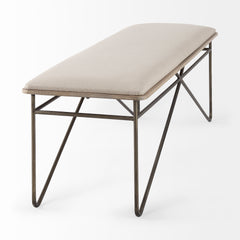 Camille Cream Fabric Seat with Metal Frame Bench