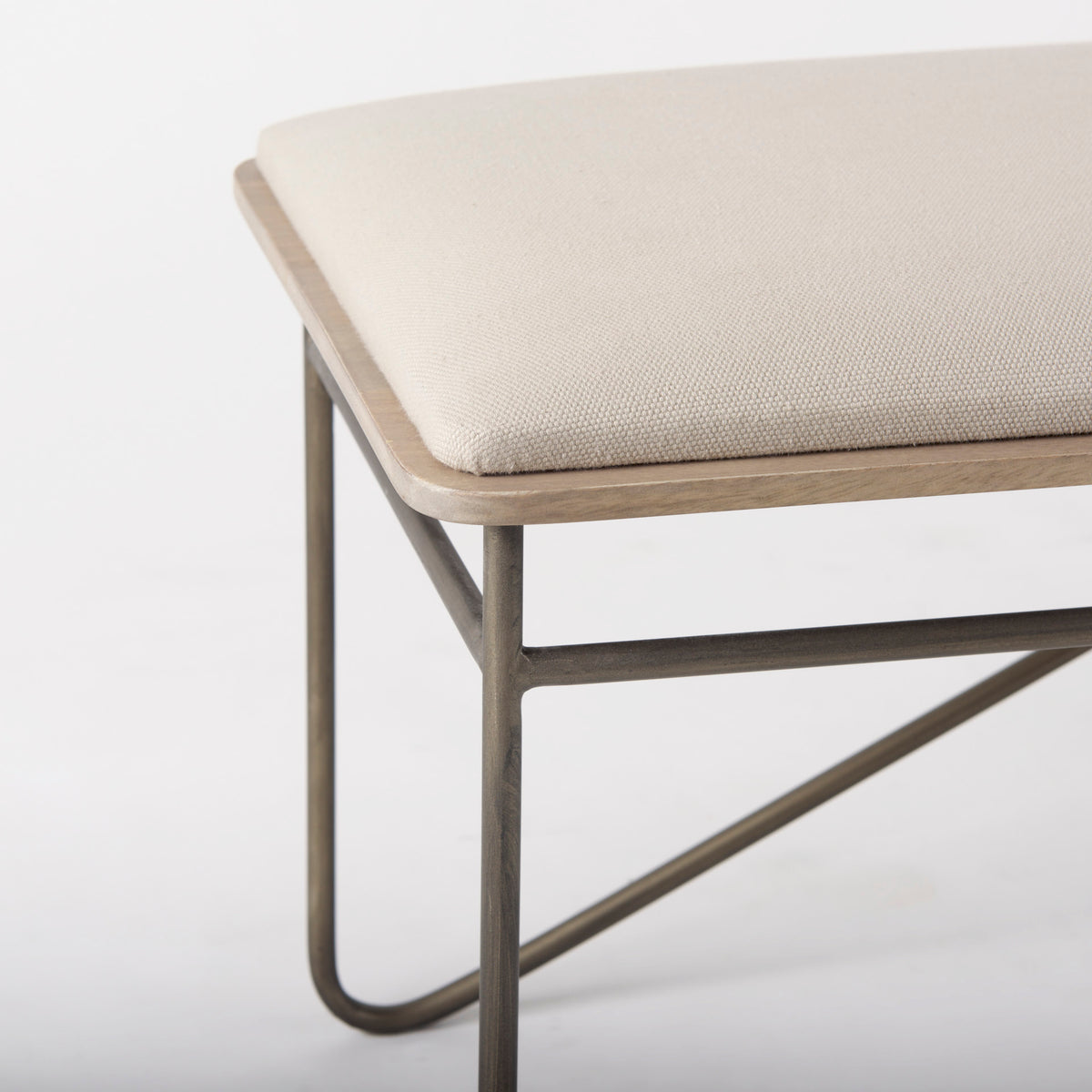 Camille Cream Fabric Seat with Metal Frame Bench