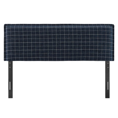 Camille Denim Windowpane Check Checkered Linen Blend Full Size Headboard - Ornate Home