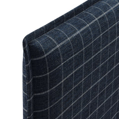 Camille Denim Windowpane Check Checkered Linen Blend Full Size Headboard - Ornate Home
