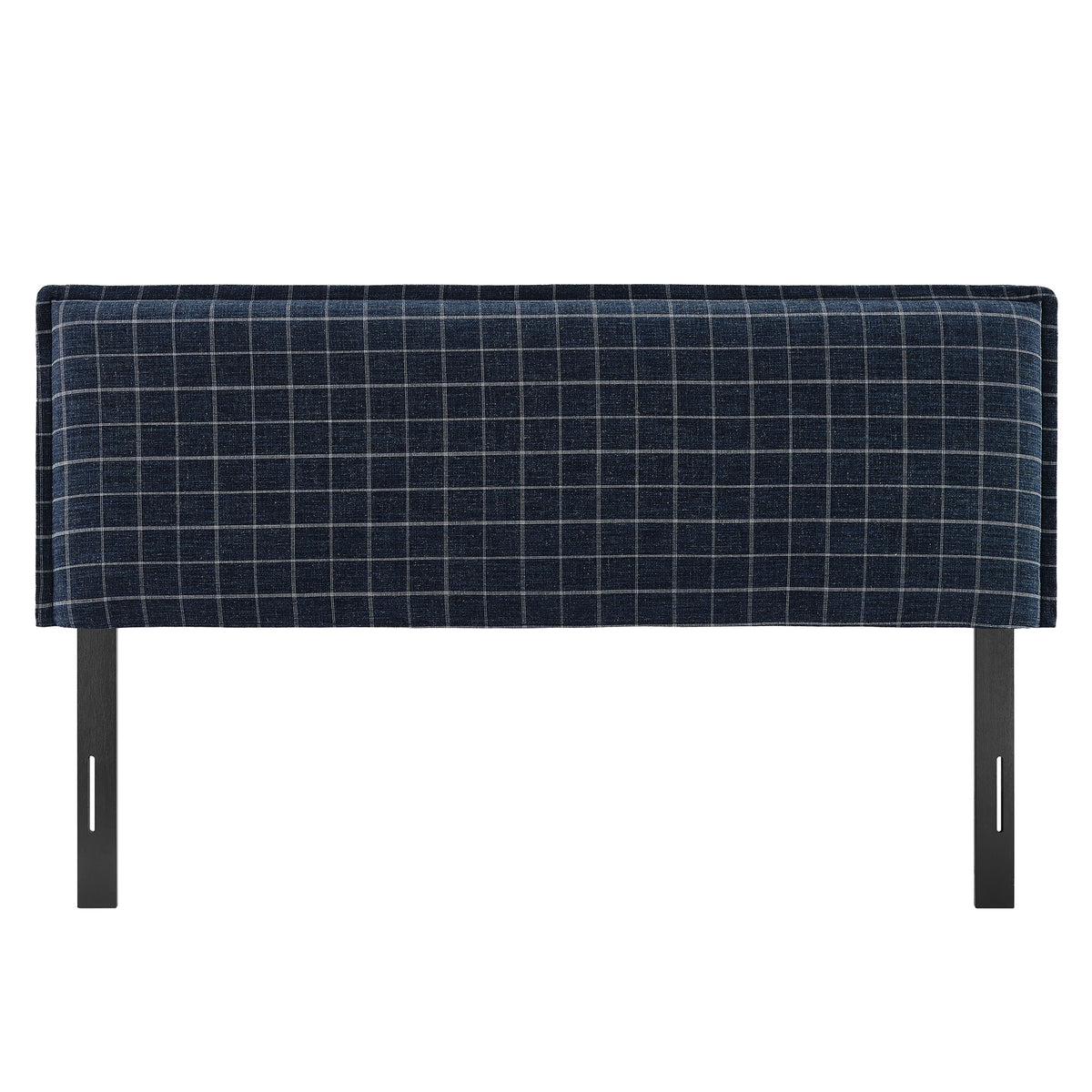 Camille Denim Windowpane Check Checkered Linen Blend King Size Headboard - Ornate Home