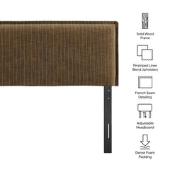 Camille Earth Stripe Striped Linen Blend Queen Size Headboard - Ornate Home