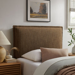 Camille Earth Stripe Striped Linen Blend Twin Size Headboard - Ornate Home