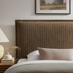 Camille Earth Stripe Striped Linen Blend Twin Size Headboard - Ornate Home