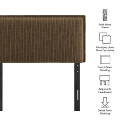 Camille Earth Stripe Striped Linen Blend Twin Size Headboard - Ornate Home