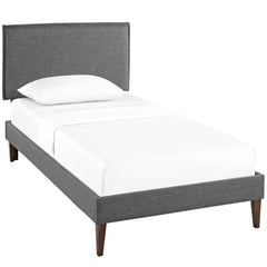 Camille Gray Fabric Twin Platform Bed with Squared Tapered Legs - Ornate Home