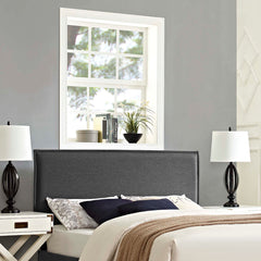 Camille Gray Upholstered Fabric Queen Headboard - Ornate Home
