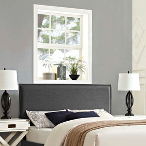 Camille Gray Upholstered Fabric Queen Headboard - Ornate Home