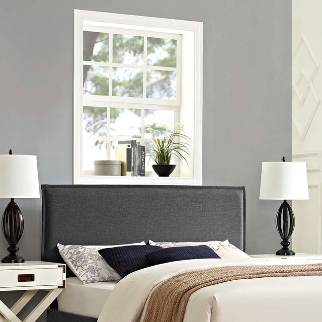 Camille Gray Upholstered Fabric Queen Headboard - Ornate Home