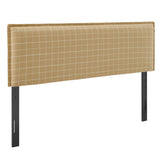 Camille Hemp Windowpane Check Checkered Linen Blend King Size Headboard - Ornate Home
