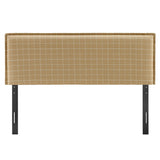 Camille Hemp Windowpane Check Checkered Linen Blend King Size Headboard - Ornate Home