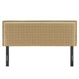 Camille Hemp Windowpane Check Checkered Linen Blend King Size Headboard - Ornate Home