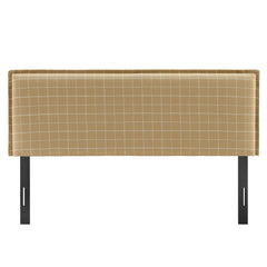 Camille Hemp Windowpane Check Checkered Linen Blend Queen Size Headboard - Ornate Home