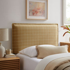 Camille Hemp Windowpane Check Checkered Linen Blend Twin Size Headboard - Ornate Home