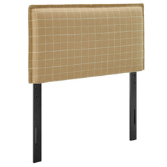 Camille Hemp Windowpane Check Checkered Linen Blend Twin Size Headboard - Ornate Home