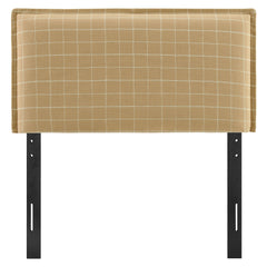 Camille Hemp Windowpane Check Checkered Linen Blend Twin Size Headboard - Ornate Home